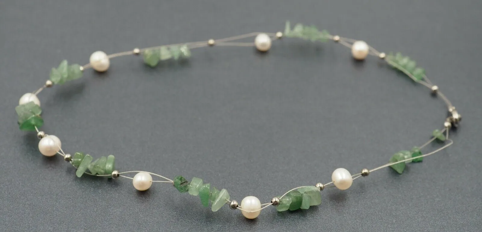 Freshwater Pearl & Aventurine Wire Necklace Fine Jewellery