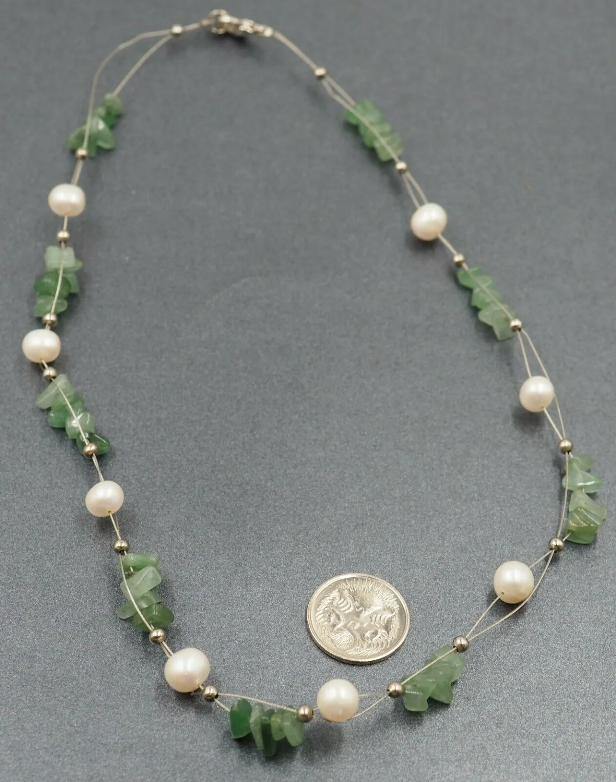 Freshwater Pearl & Aventurine Wire Necklace Fine Jewellery