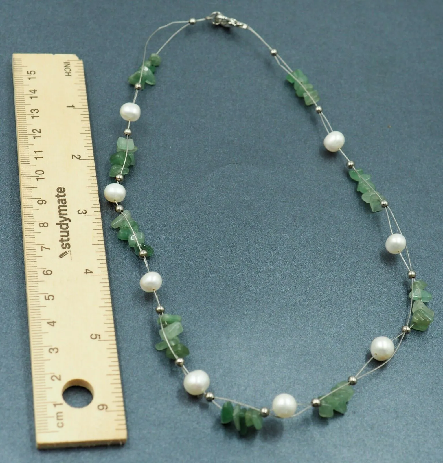 Freshwater Pearl & Aventurine Wire Necklace Fine Jewellery