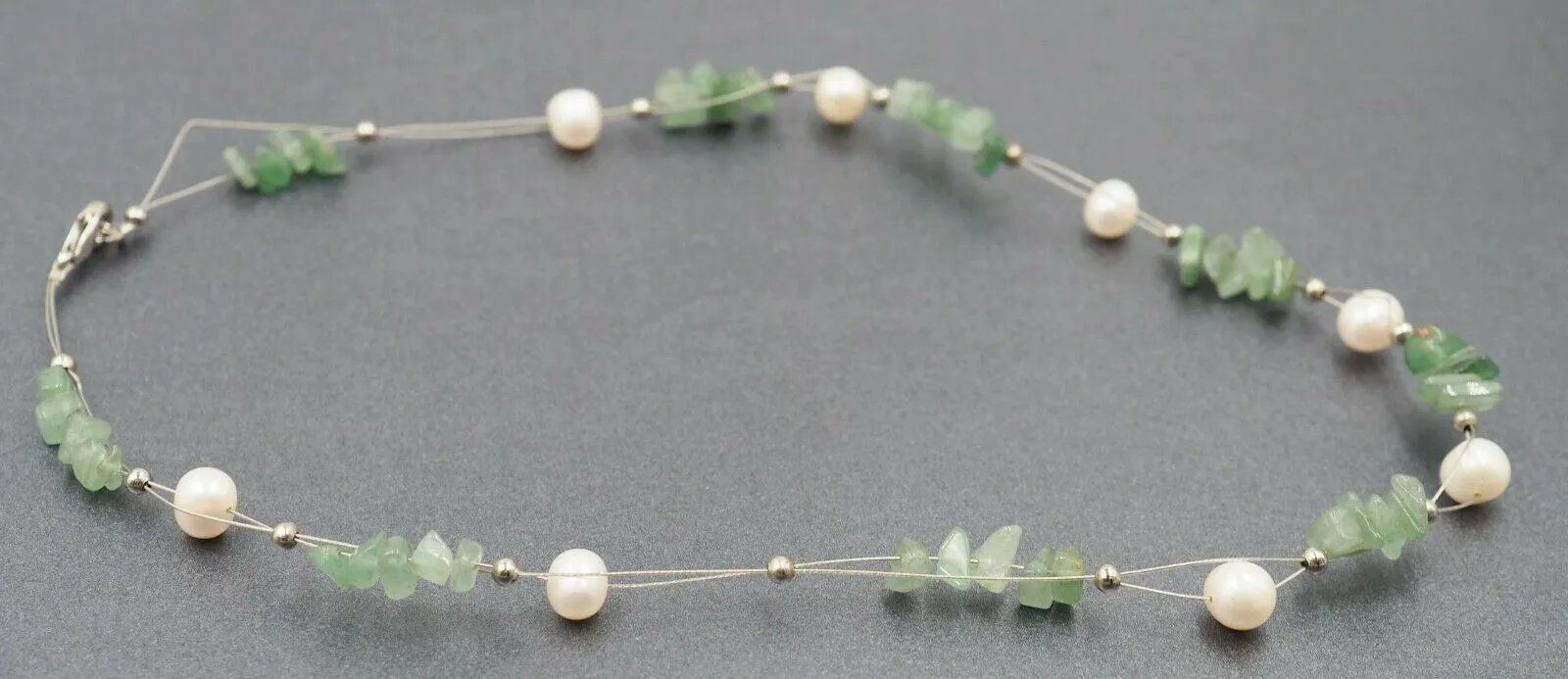 Freshwater Pearl & Aventurine Wire Necklace Fine Jewellery