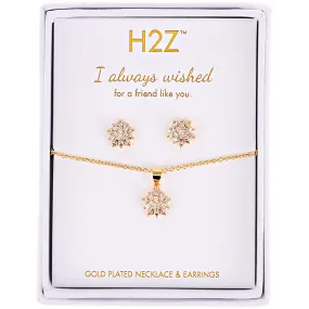 Friend Floral Burst Topaz Zircon - 16.5"-18.5" Inspirational 18K Gold Plated Gift Set