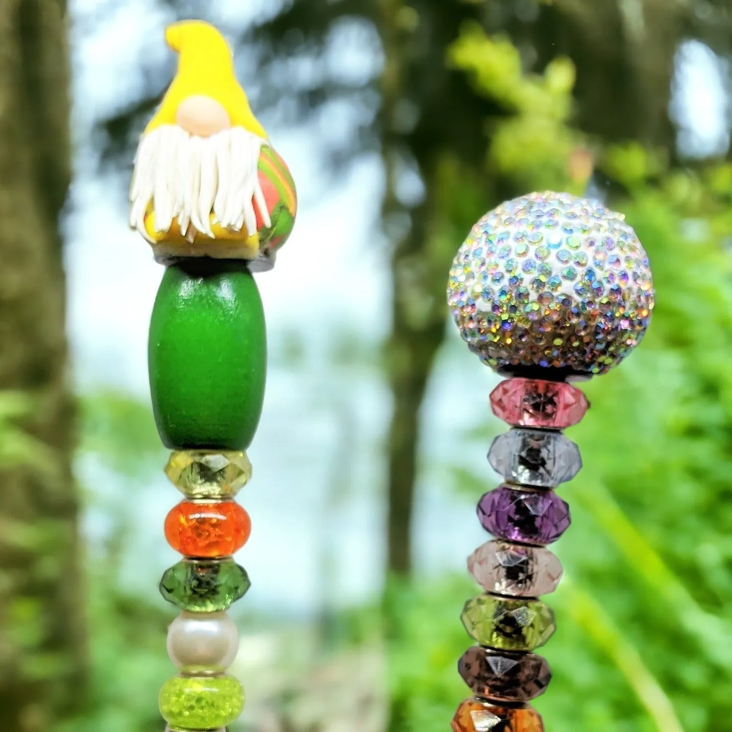 Garden Jewels/ Beaded Crystal Garden stakes/ 12" or 24" Garden Stake/ Suncatcher