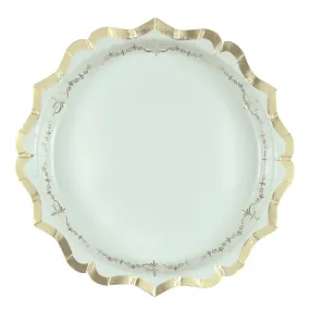 Garden Party Light Blue & Gold Plates - Dinner 8 Pkt