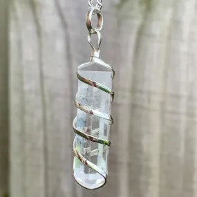 Gemstone Spiral Wrapped Pendant Necklace