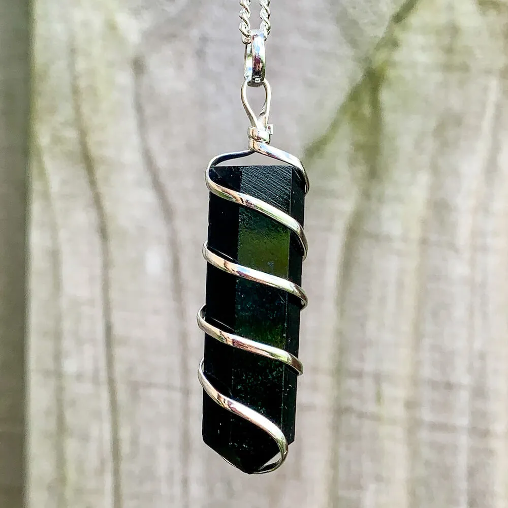 Gemstone Spiral Wrapped Pendant Necklace