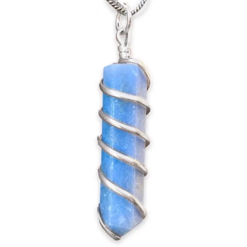 Gemstone Spiral Wrapped Pendant Necklace