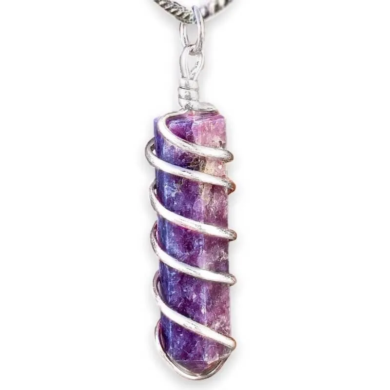 Gemstone Spiral Wrapped Pendant Necklace