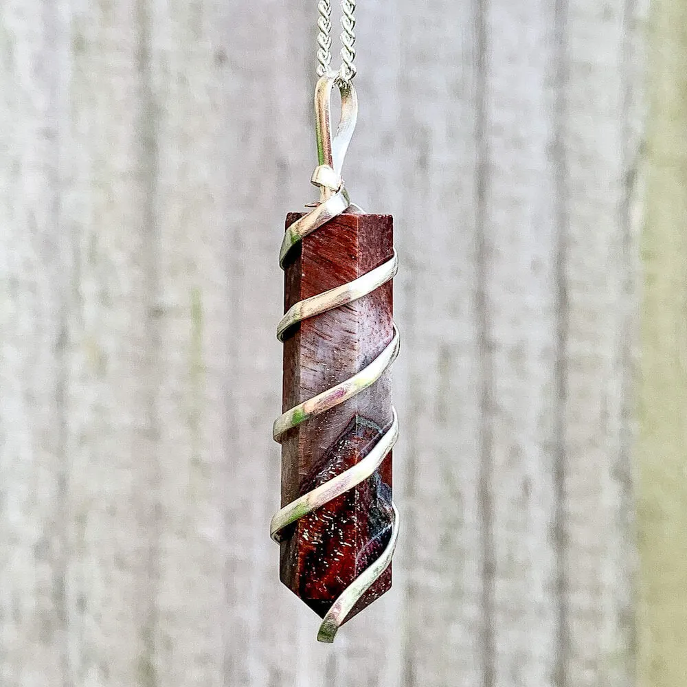 Gemstone Spiral Wrapped Pendant Necklace