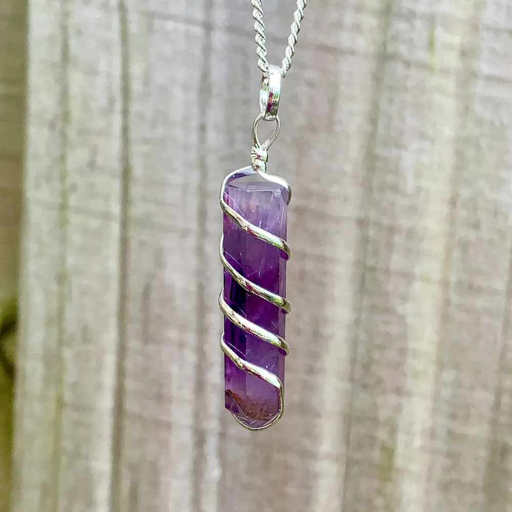 Gemstone Spiral Wrapped Pendant Necklace