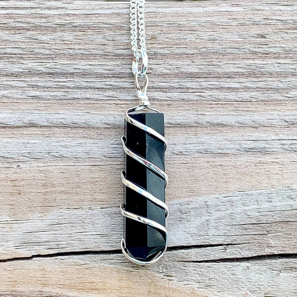 Gemstone Spiral Wrapped Pendant Necklace