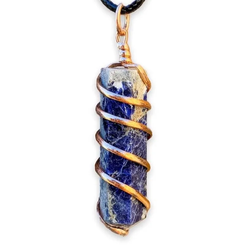 Gemstone Spiral Wrapped Pendant Necklace