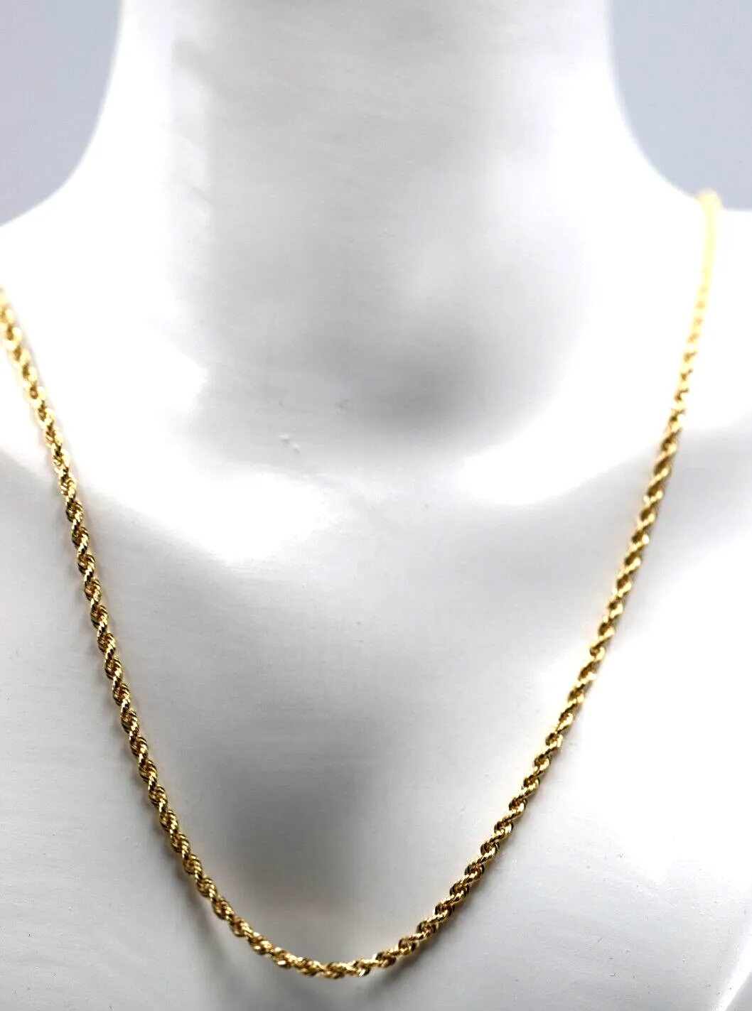 Genuine 9ct Yellow Gold Rope 2.1mm 46cm Rope Chain Necklace