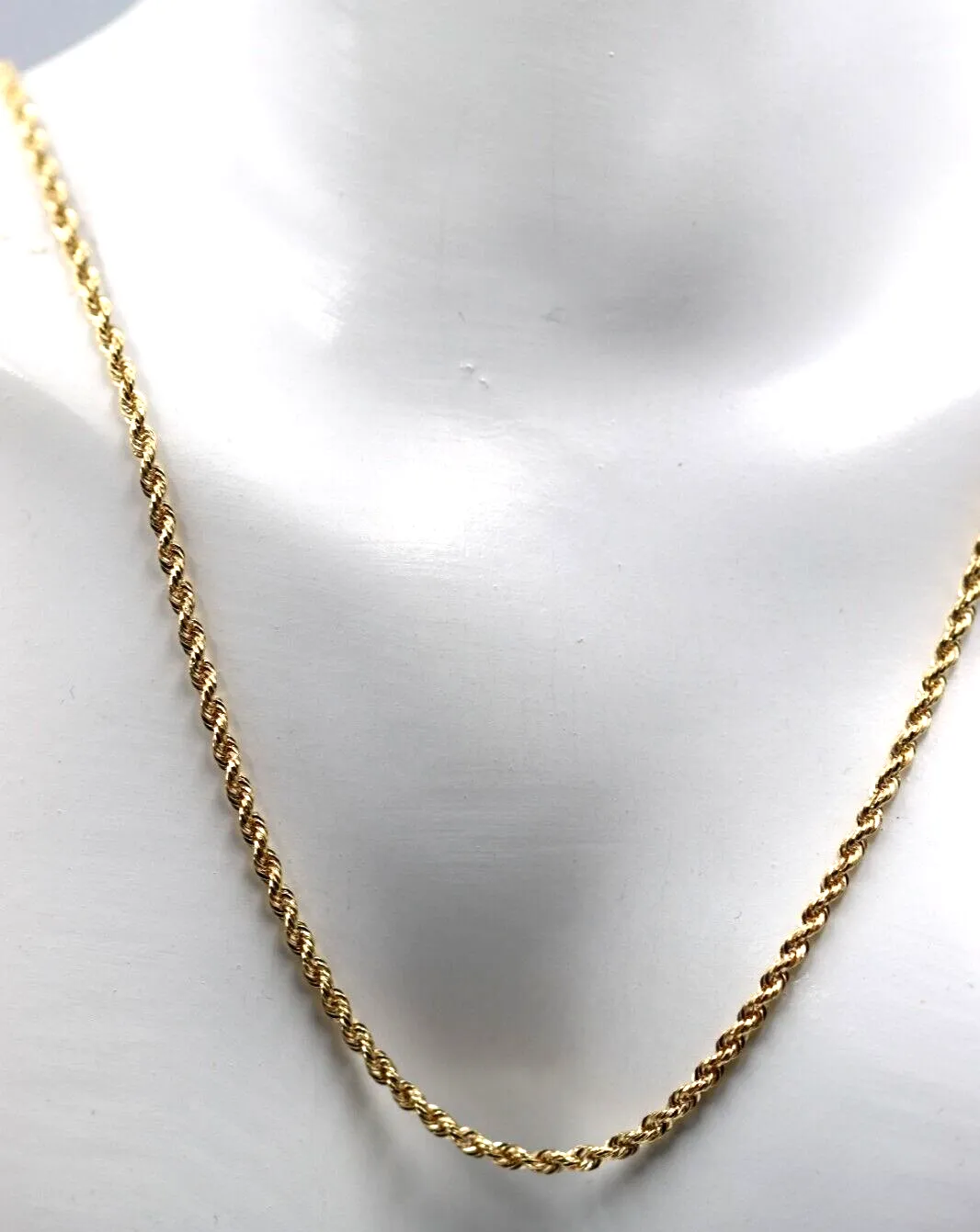 Genuine 9ct Yellow Gold Rope 2.1mm 46cm Rope Chain Necklace