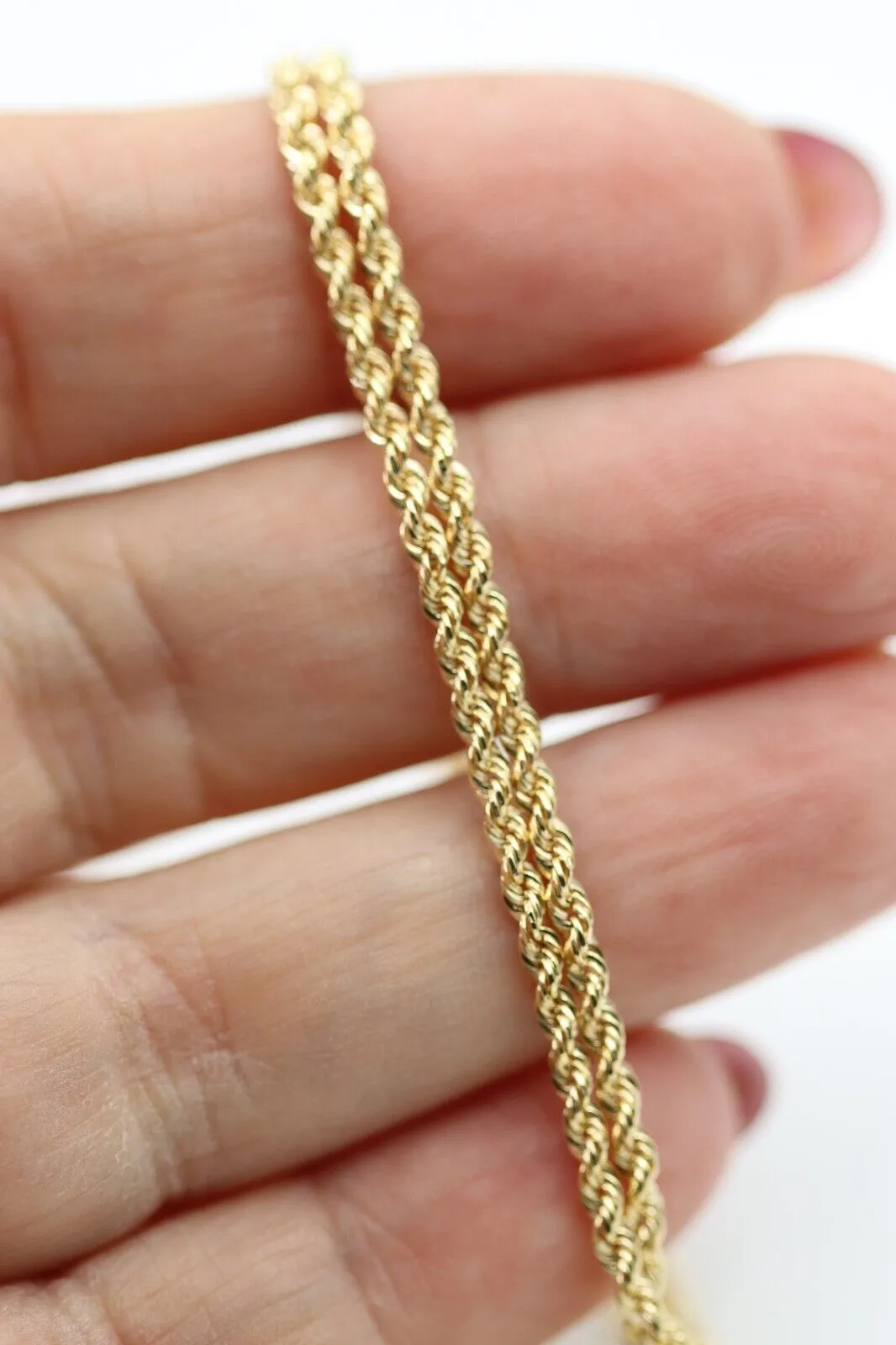 Genuine 9ct Yellow Gold Rope 2.1mm 46cm Rope Chain Necklace