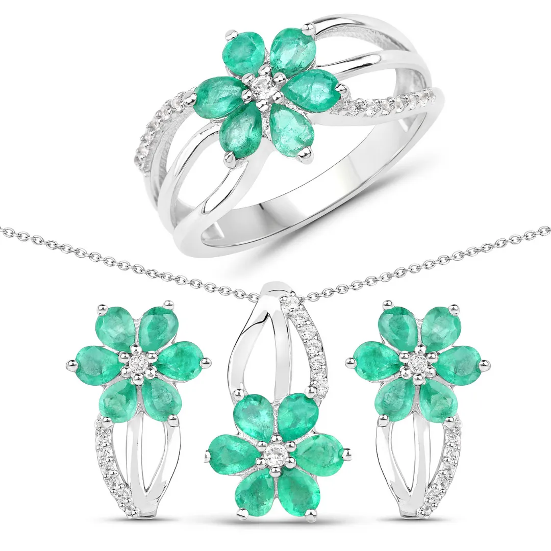 Genuine Emerald Jewelry Set