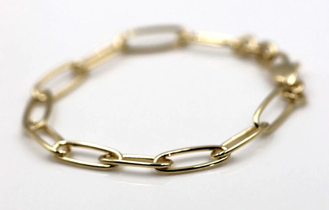 Genuine Handmade 17cm Solid 9ct Yellow, Rose or White Gold Paper Clip Paperclip Bracelet