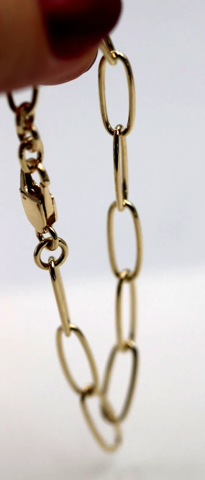 Genuine Handmade 17cm Solid 9ct Yellow, Rose or White Gold Paper Clip Paperclip Bracelet