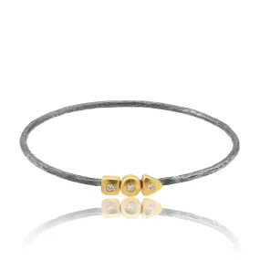 Geometry Bangle - 24K Gold Bezels with Diamonds