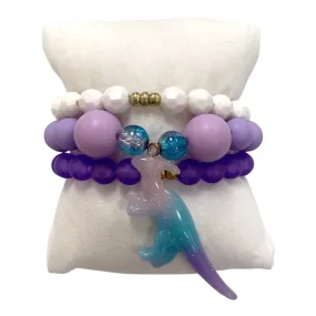 Girls Bracelet Stack - Tie Dye Glitter Dino