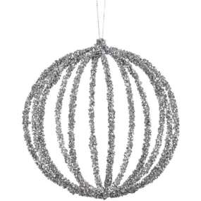 Glittered Filigree Ball Ornament Silver 6in