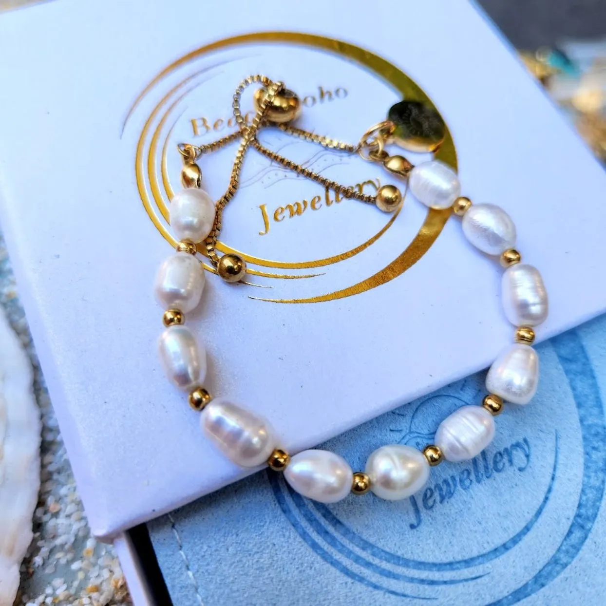 GODDESS - ADJUSTABLE PEARL 18k GOLD WATERPROOF BRACELET