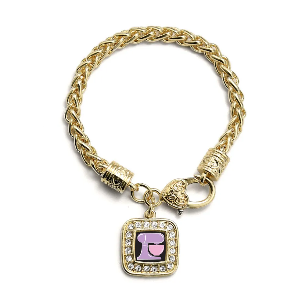 Gold Baking Mixer Square Charm Braided Bracelet