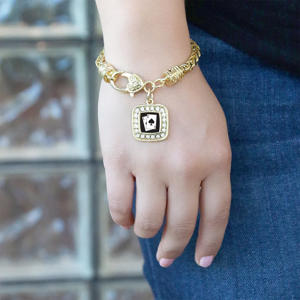 Gold Blackjack Square Charm Braided Bracelet