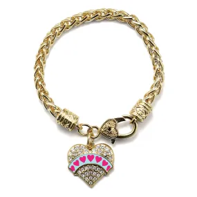 Gold Blue Candy Pave Heart Charm Braided Bracelet