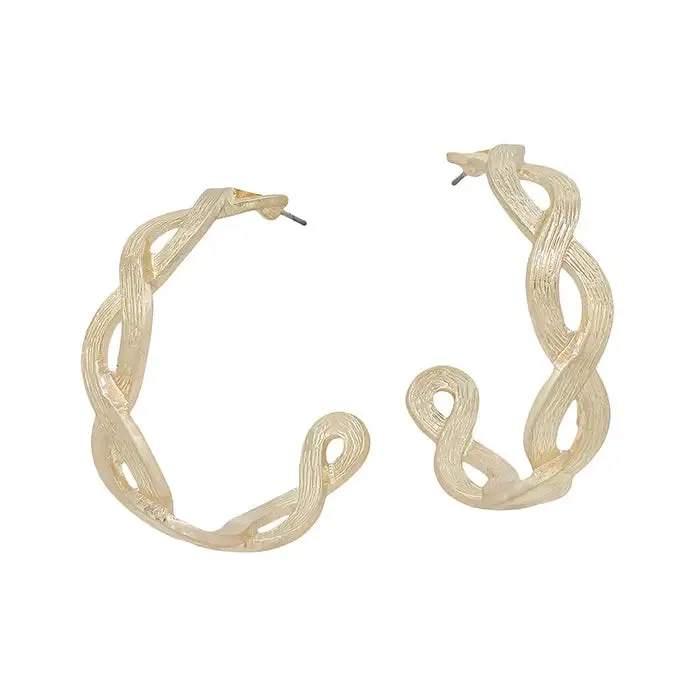 Gold Braided Hoop Earrings