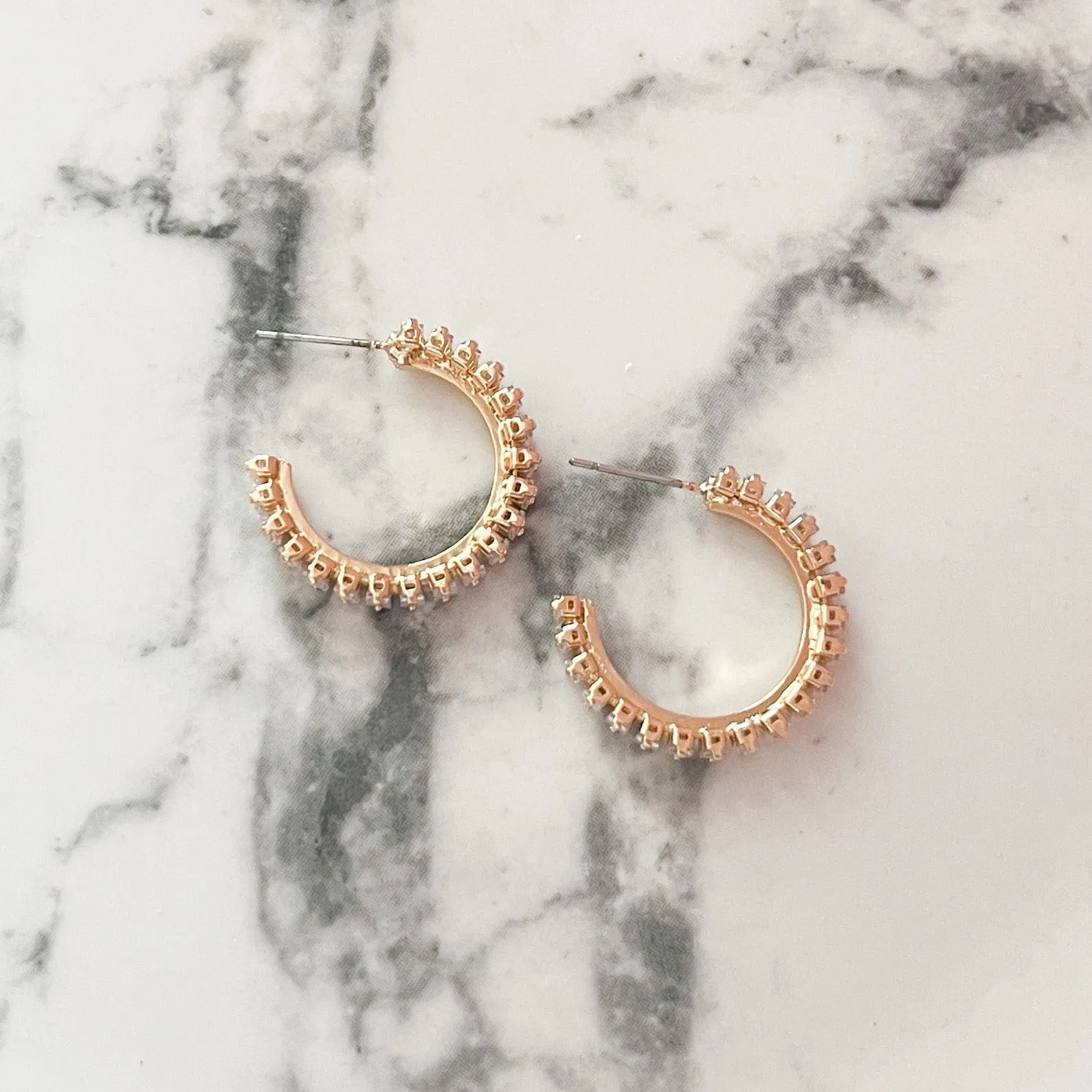 Gold Cubic Zirconia Hoop Earrings