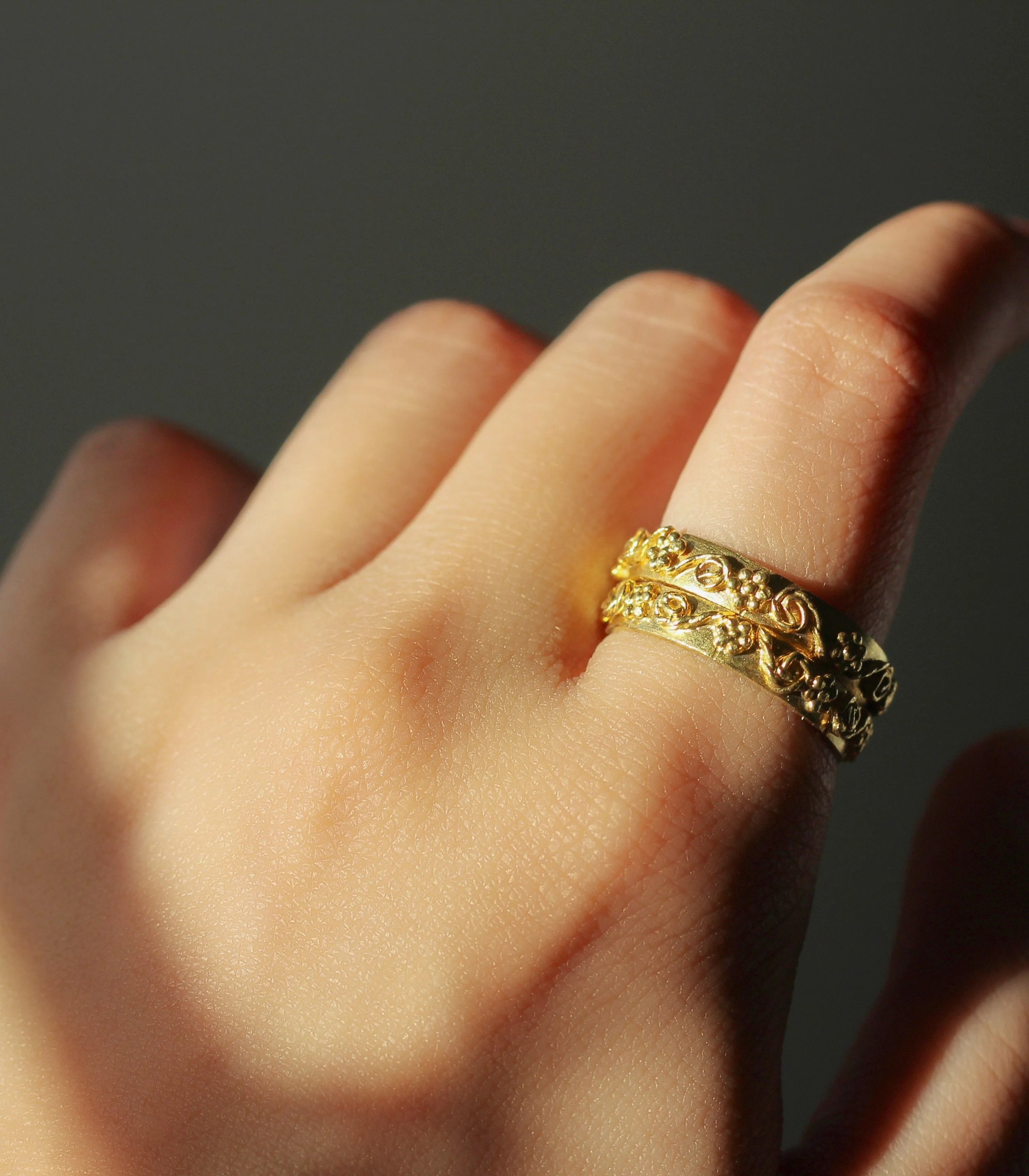 Gold Filigree Wedding Ring Band