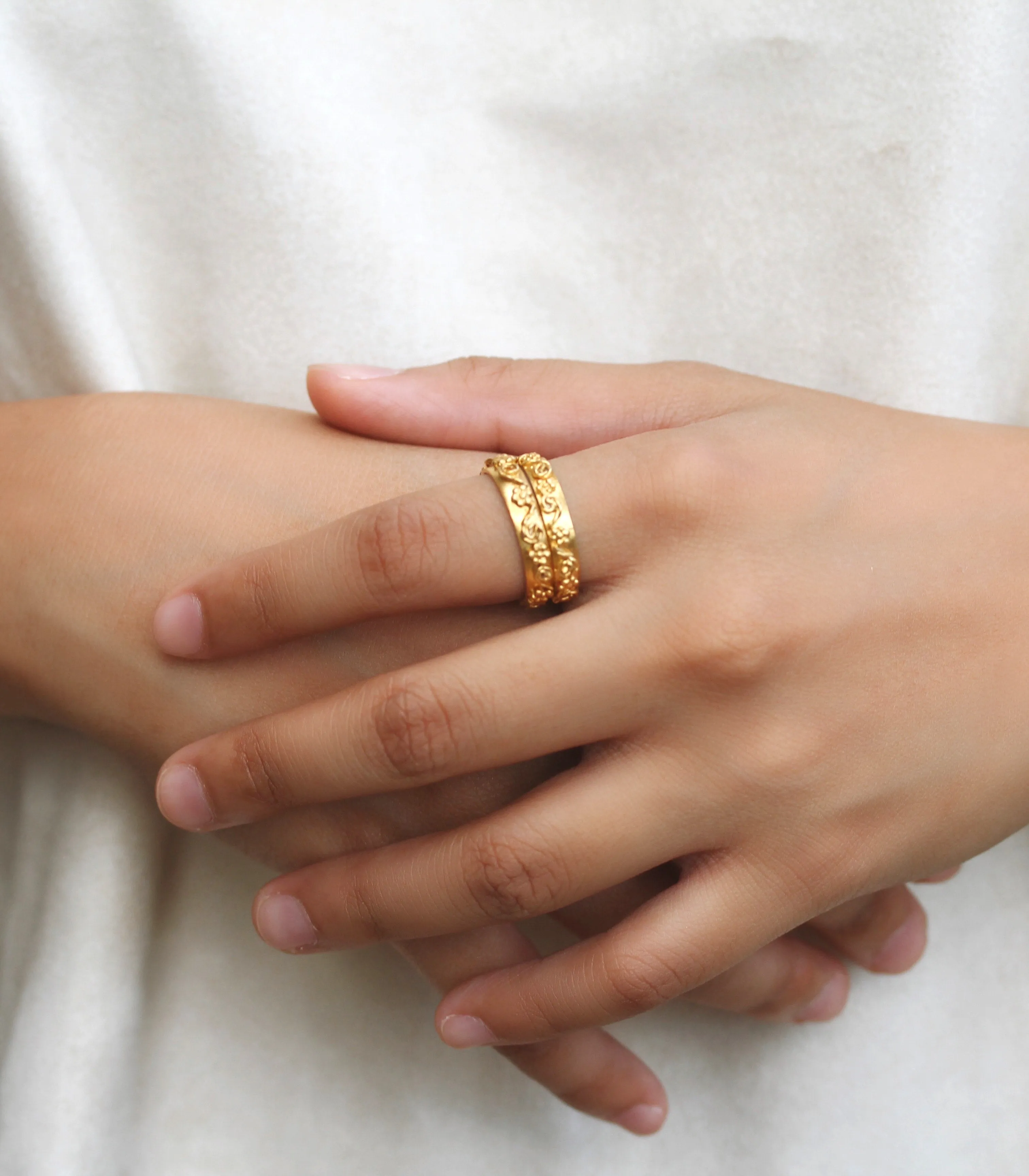 Gold Filigree Wedding Ring Band