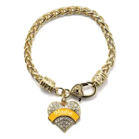 Gold Marigold Madre Pave Heart Charm Braided Bracelet