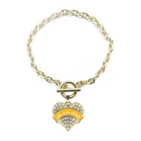 Gold Marigold Sis of the Bride Pave Heart Charm Toggle Bracelet