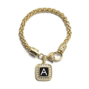 Gold My Initials - Letter A Square Charm Braided Bracelet