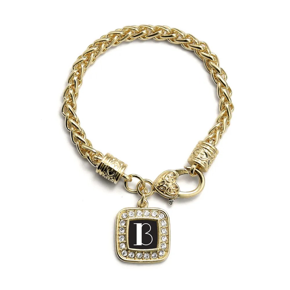 Gold My Vintage Initials - Letter B Square Charm Braided Bracelet