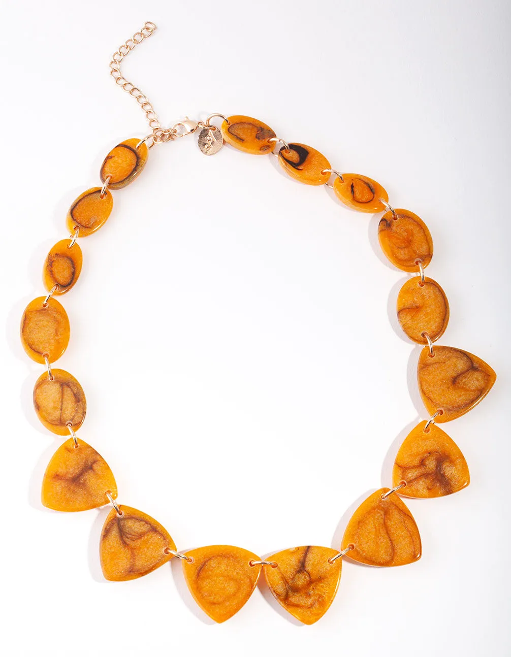 Gold Orange Triangle Resin Collar Necklace