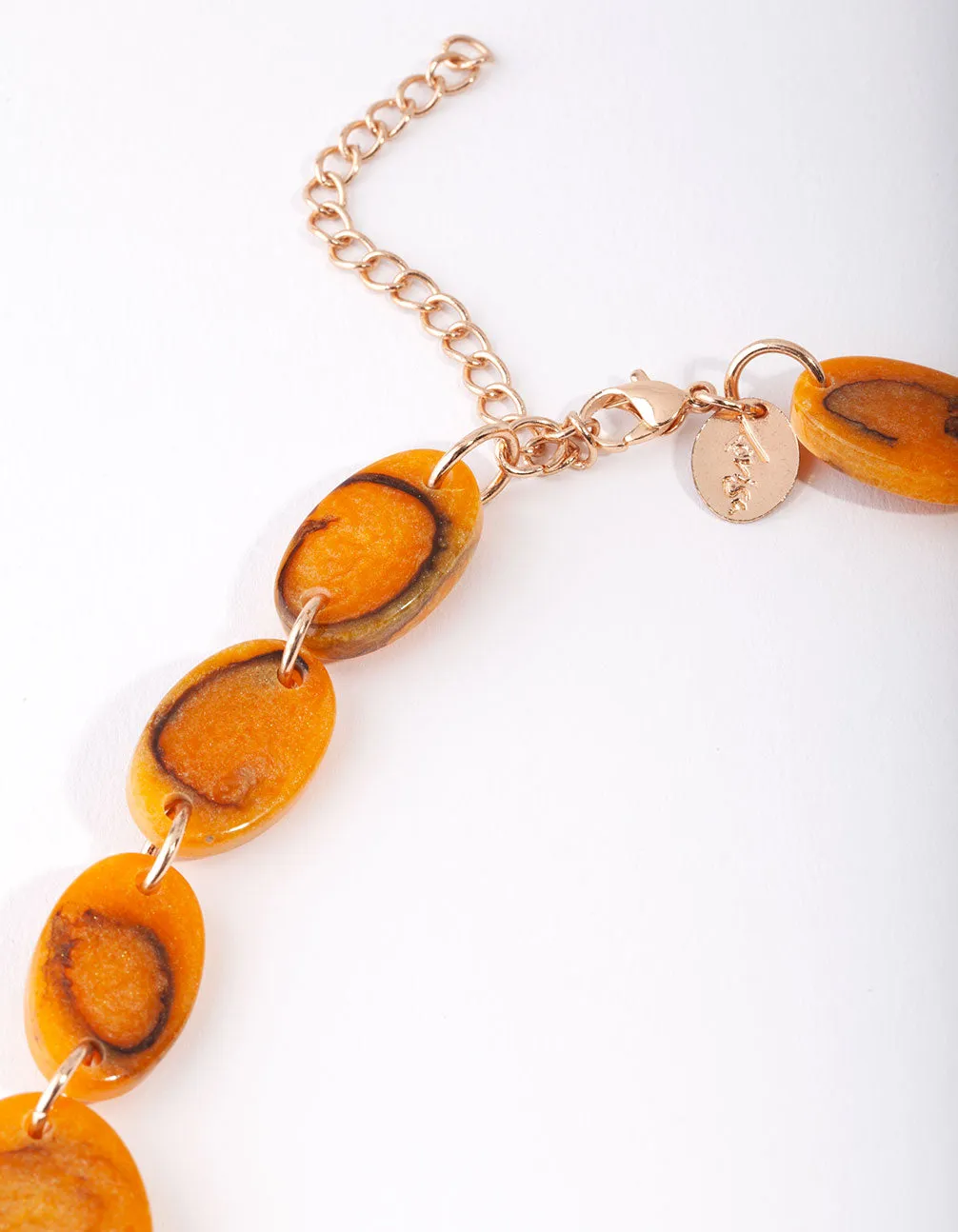 Gold Orange Triangle Resin Collar Necklace