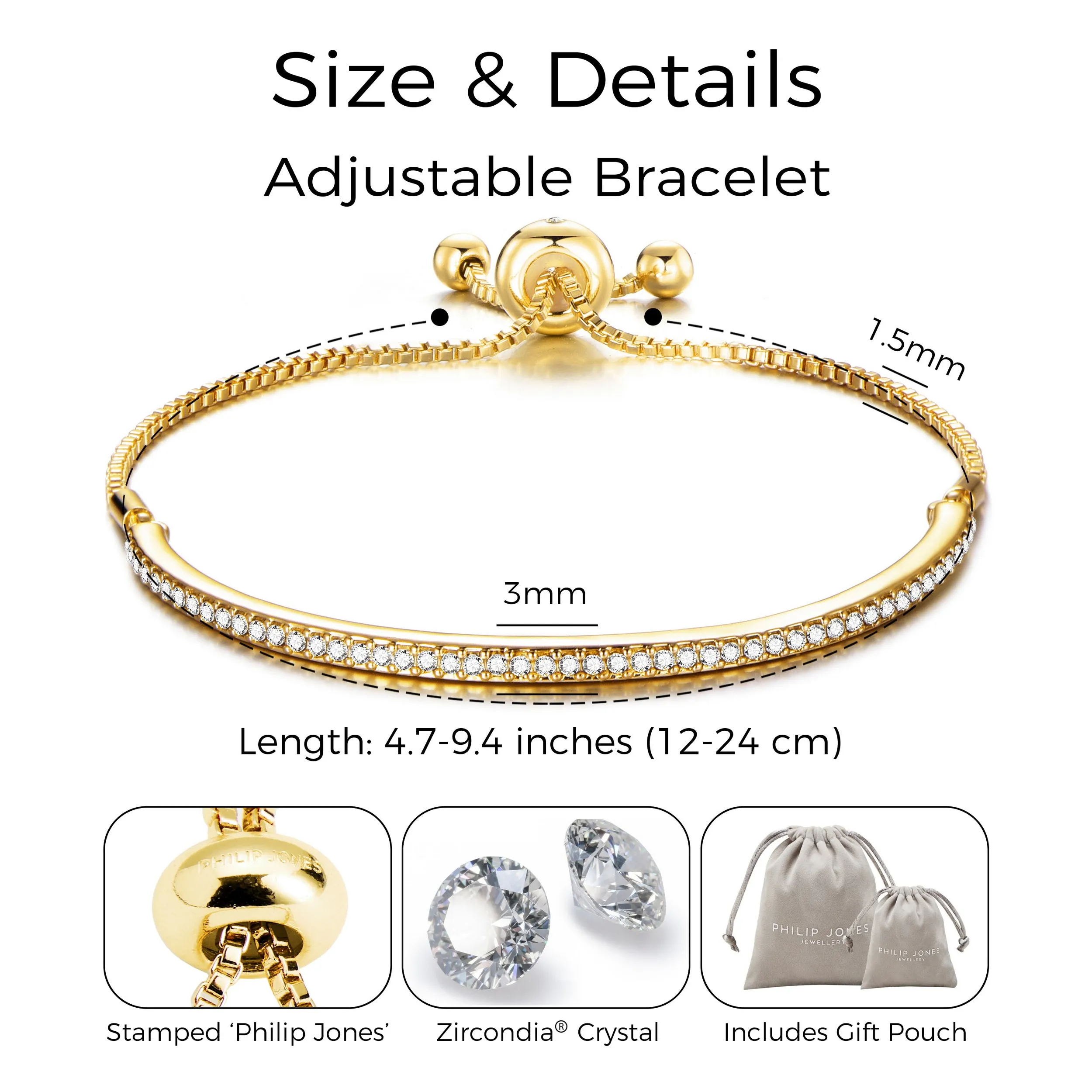 Gold Plated Friendship Bracelet Created with Zircondia® Crystals