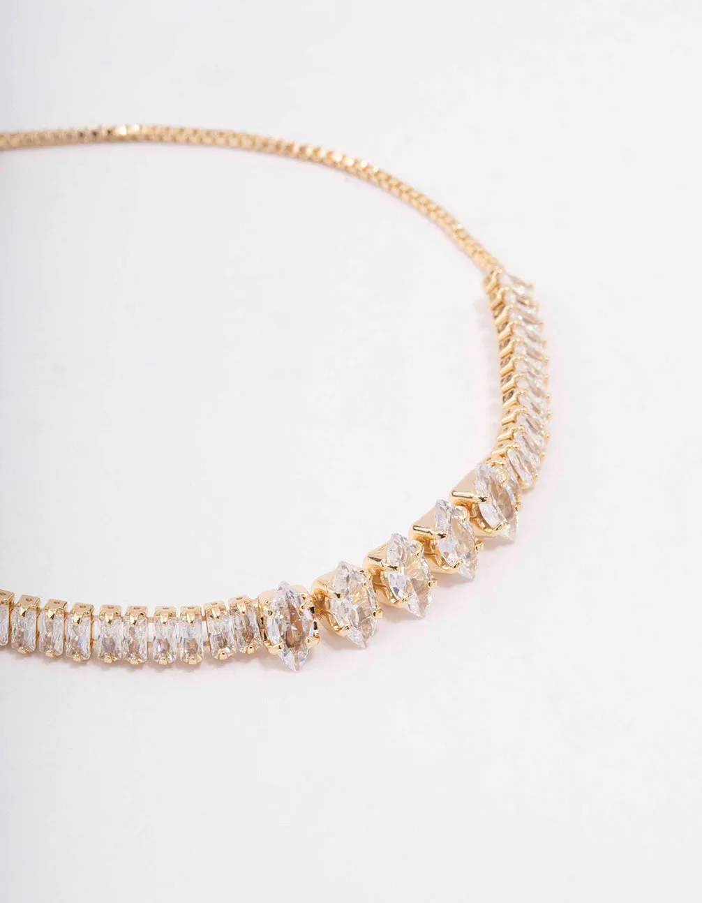 Gold Plated Marquise Baguette Bracelet