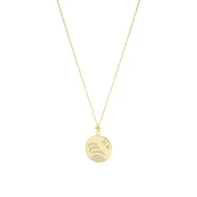 gold plated moon and star disc necklace