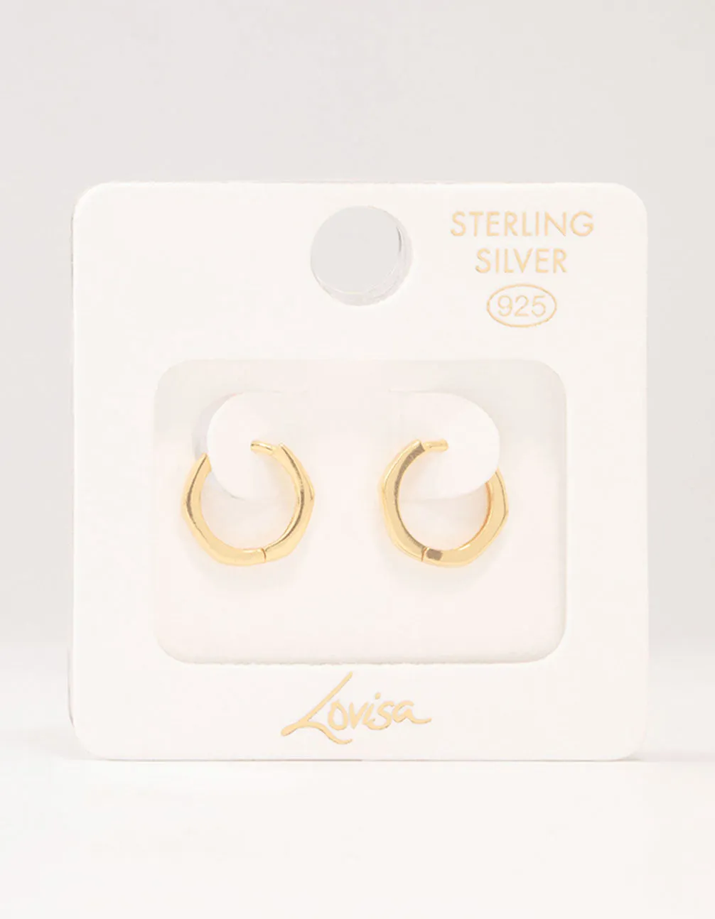 Gold Plated Sterling Silver Mini Hexagon Hoop Earrings