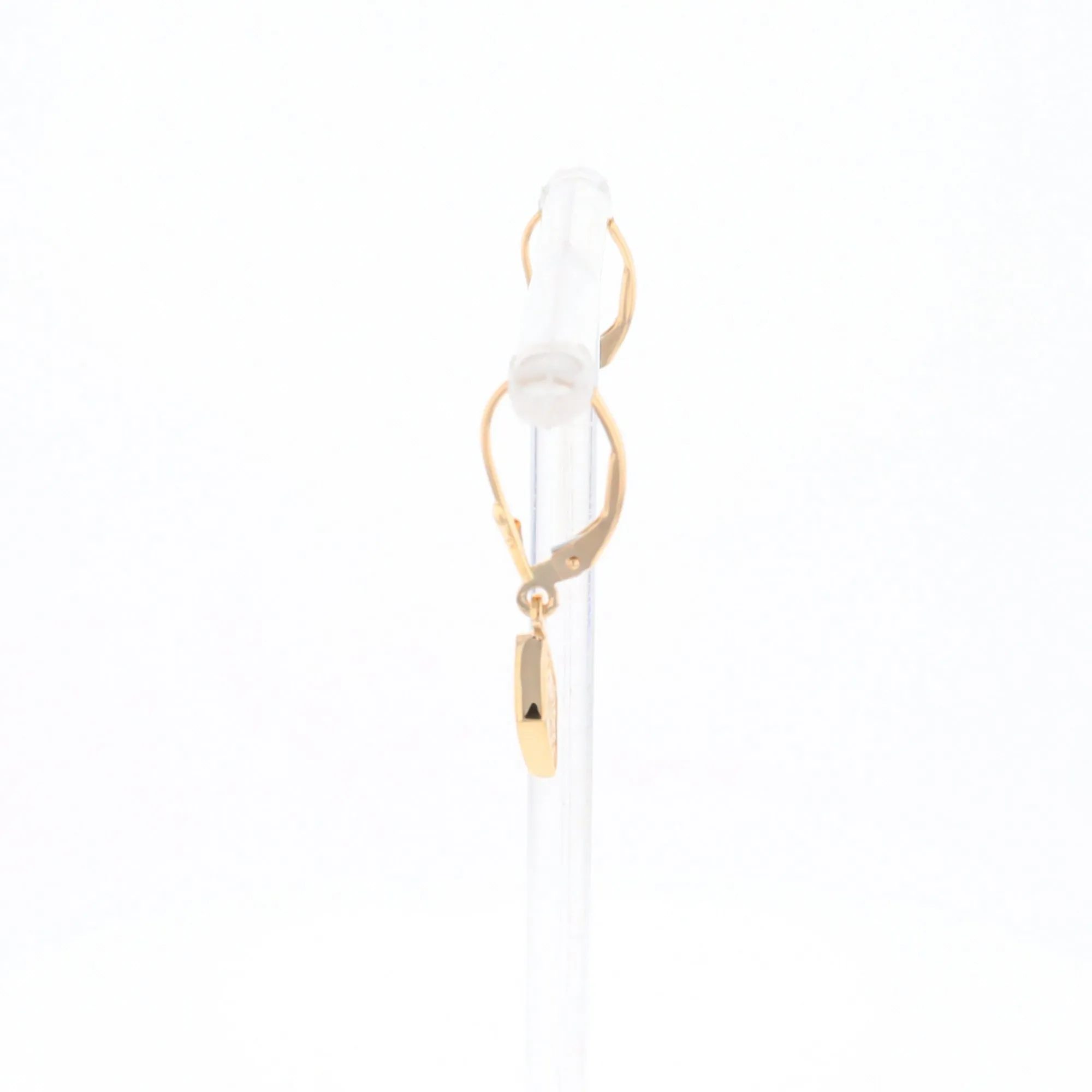 Gold Quartz Earrings Diamond Shape Inlaid Lever Backs G1