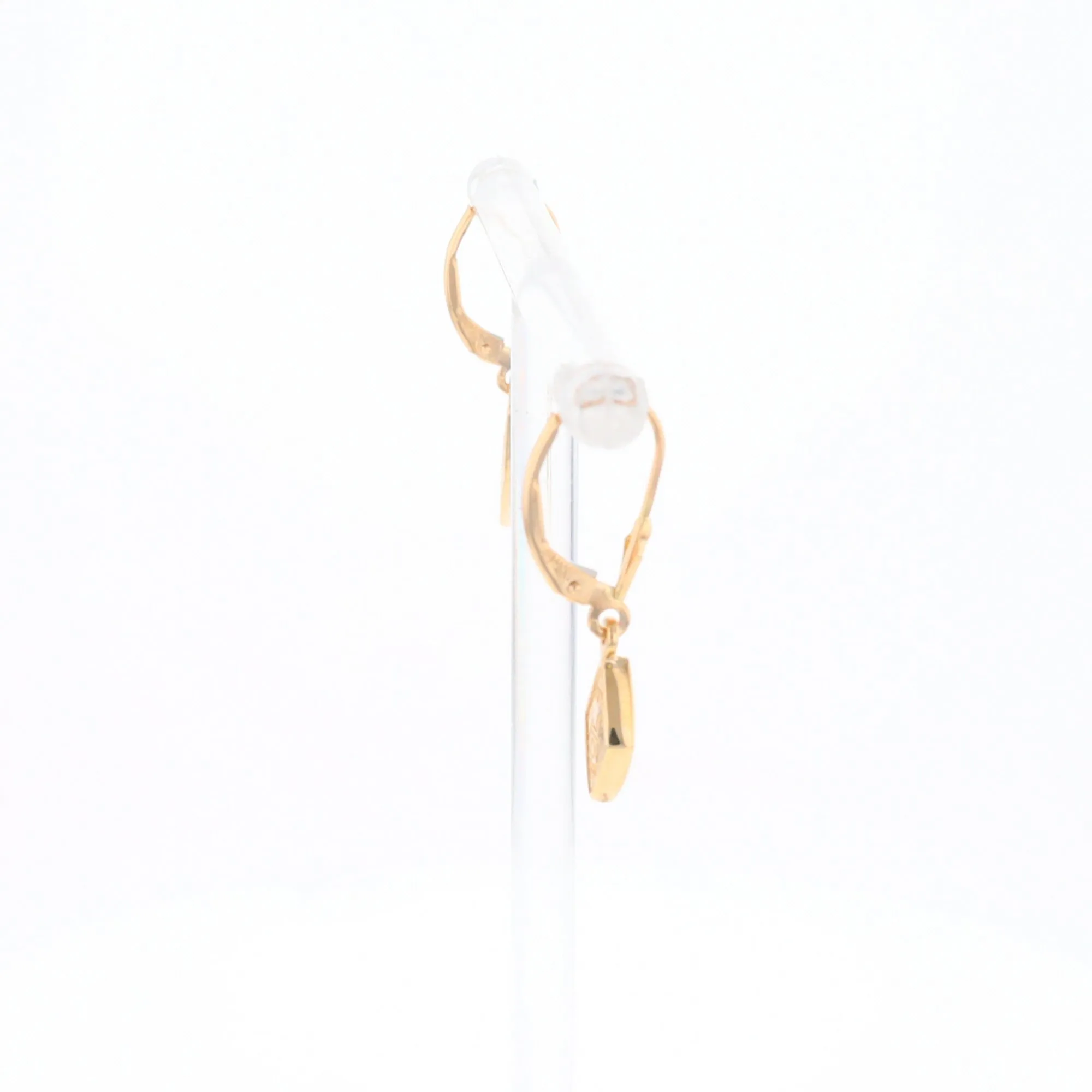 Gold Quartz Earrings Diamond Shape Inlaid Lever Backs G1