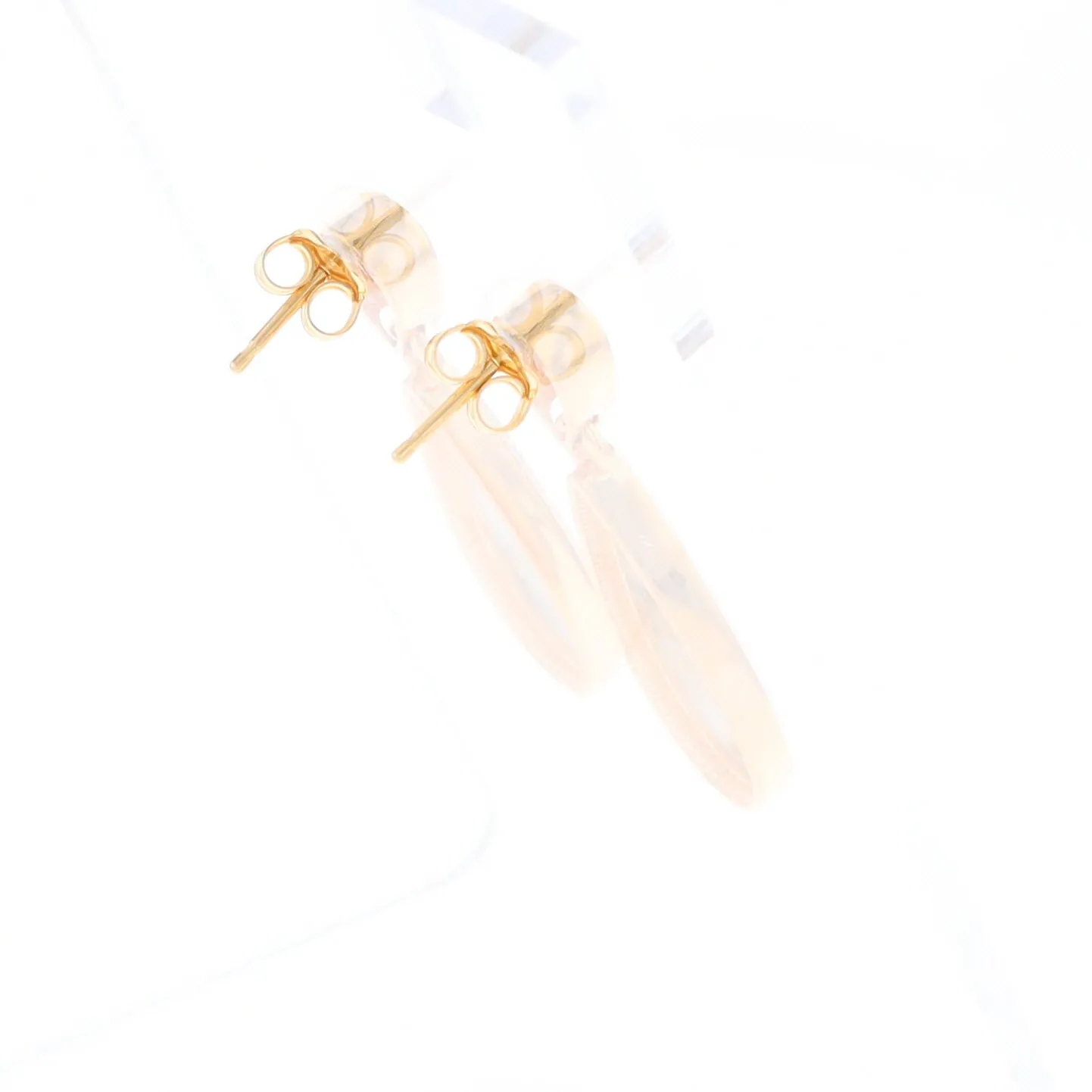 Gold Quartz Earrings Tear Drop Inlaid Design