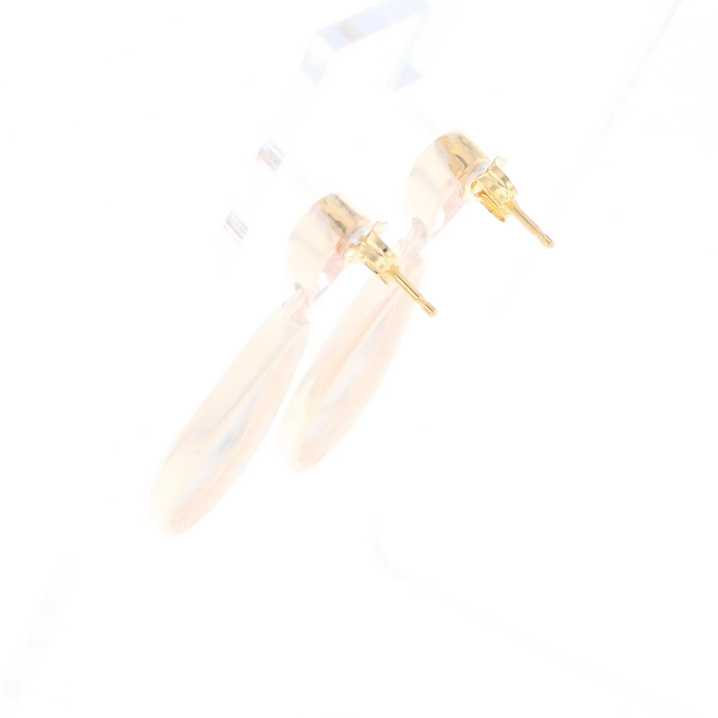 Gold Quartz Earrings Tear Drop Inlaid Design