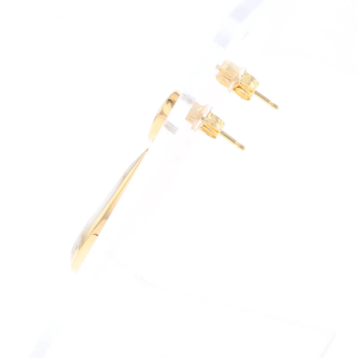 Gold Quartz Earrings Tear Drop Inlaid Design