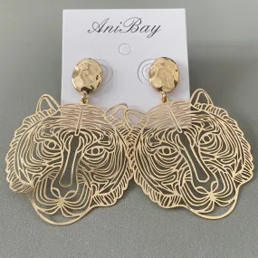 Gold Tiger Earrings