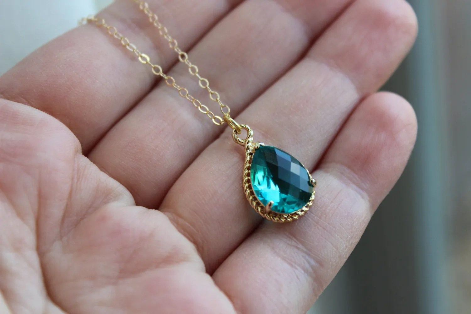 Gold Topaz Blue Necklace Sea Blue Wedding Necklace Jewelry Bridesmaid Gift Jewelry Something Blue Bridal Jewelry Topaz Gift Under 30