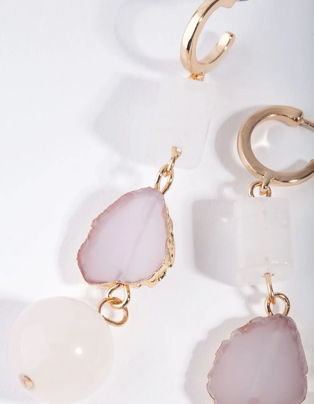 Gold Tripple Shape Drop Earrings